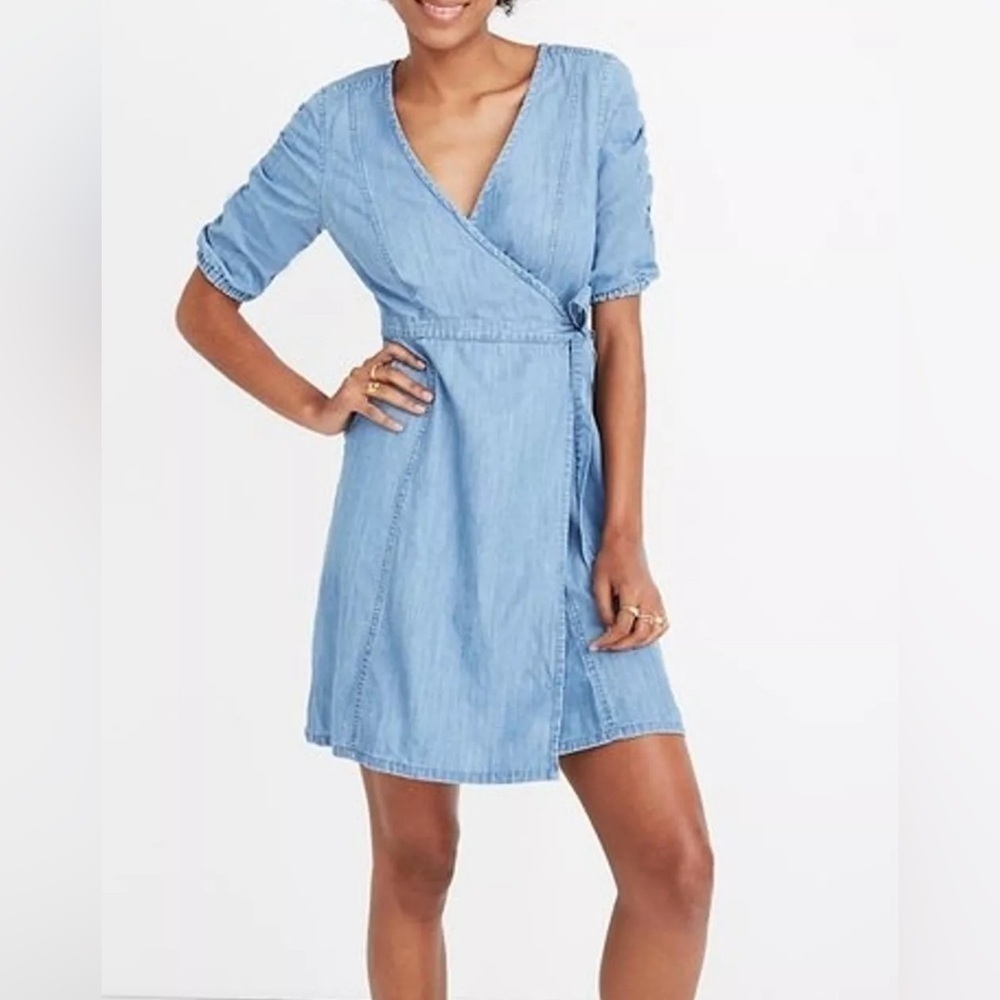 Madewell Chambray Wrap Dress Size XSmall